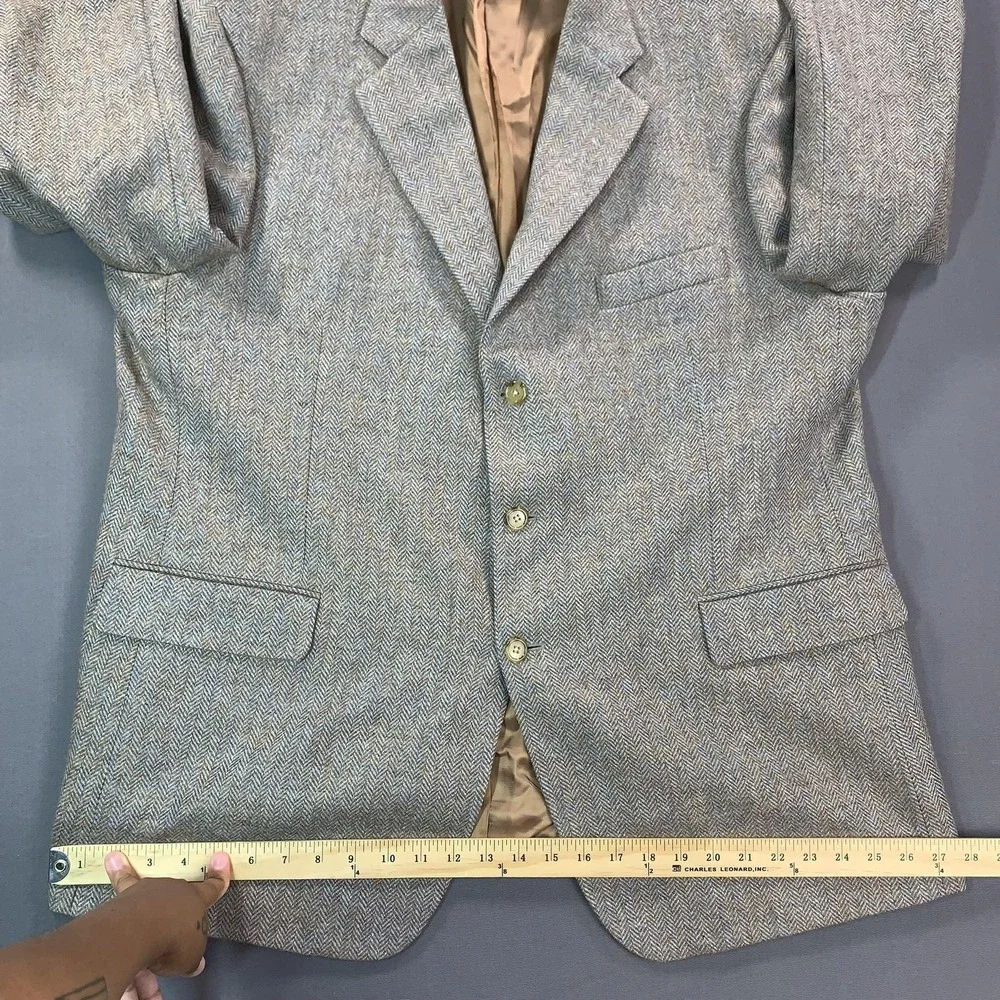 Southwick Blazer Mens 50R Beige Herringbone Wool Tweed Sport Coat‎ Made In USA